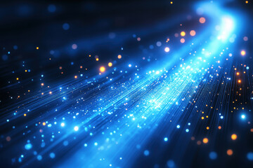 Fototapeta premium Blue light streaking through darkness.