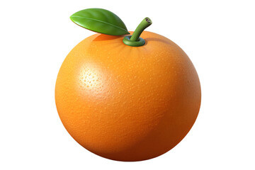 Single orange with leaf 3d render