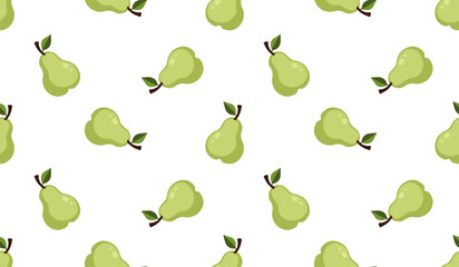 Obraz premium Pear seamless pattern. Fruit background. Beautiful vector print.