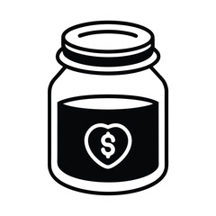 outlined online fundraising donation jar.eps