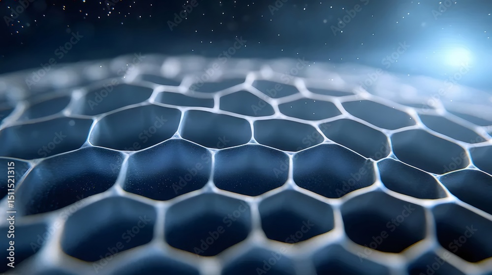 Aufkleber 青色ハニカム構造の抽象的なクローズアップ 3dレンダリング テクノロジーコンセプト デザイン背景