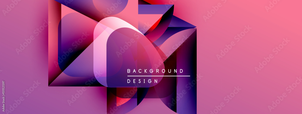 Leinwandbilder abstract geometric shapes overlap, creating vibrant pink, purple gradient. text reads background des