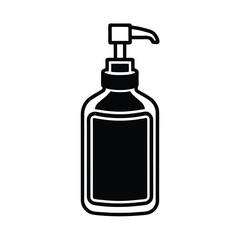 outlined sanitizer bottle with pump.eps