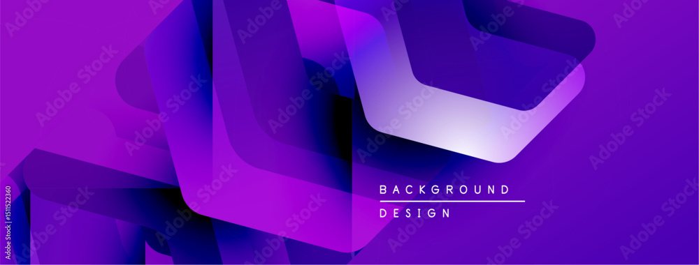 Leinwandbilder Abstract purple design features layered geometric shapes. Gradient colors create dynamic visual effect. Modern background texture.