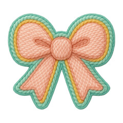 PNG Colorful embroidered bow illustration.