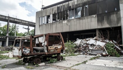 Obraz premium Abandoned Hospital After Disaster with Destroyed Medical Equipment