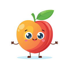 Nectarine in cute cartoon character style with expressive face and limbs.