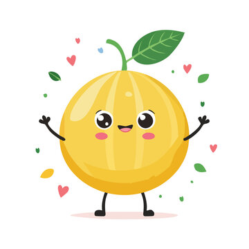 recommend clip art: Honeydew Melon in cute cartoon character style with expressive face and limbs.