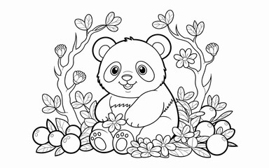 Cute Animal Coloring Page, Lineart outline illustration 