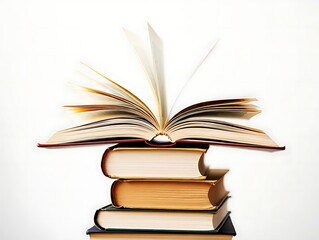 Fototapeta premium Open Book on Stack of Books Knowledge and Learning
