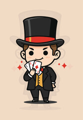 Chibi Wild West Gambler: Cute Cartoon Illustration
