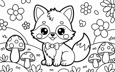 Obraz premium Cute Animal Coloring Page, Lineart outline illustration 