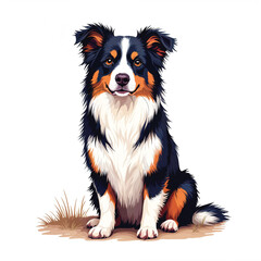 Border Collie Puppy Vector Illustration isolated
