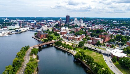 Obraz premium Aerial View of Providence City in Rhode Island Capturing Urban Landscape