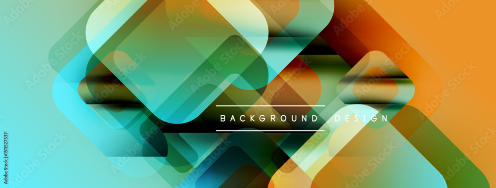 Fototapete abstract geometric shapes overlap, creating vibrant color gradients. modern design elements suggest 