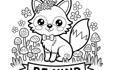 Cute Animal Coloring Page, Lineart outline illustration 
