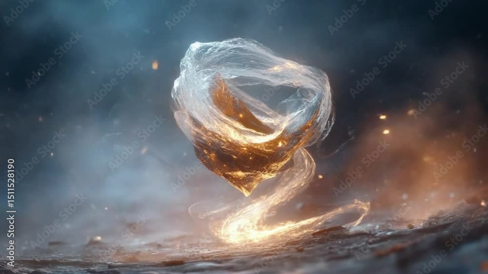 Wall mural mystical glowing elemental core energy orb floating in space, cosmic animation