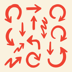 A clean, minimal, and modern vector icon set featuring various arrow icons, rounded shapes, circular buttons, directional symbols, and UI elements. Includes icons for navigation, download, upload, ref