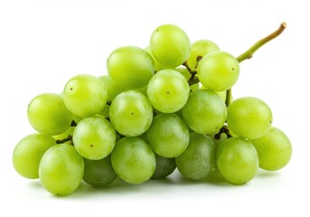 Bunch of green grapes isolated on white background. use cases: food photography, healthy eating.