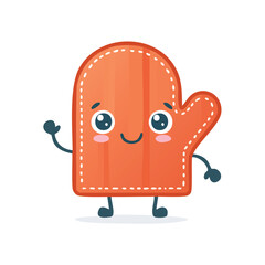 Pot holder in cute cartoon character style with expressive face and limbs.