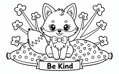Cute Animal Coloring Page, Lineart outline illustration 