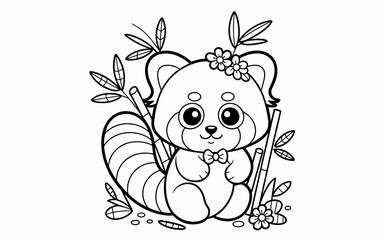 Cute Animal Coloring Page, Lineart outline illustration 