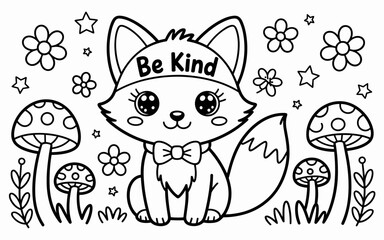 Cute Animal Coloring Page, Lineart outline illustration 