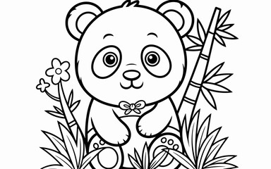 Cute Animal Coloring Page, Lineart outline illustration 