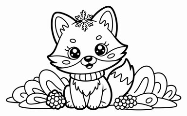 Cute Animal Coloring Page, Lineart outline illustration 