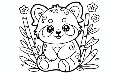 Cute Animal Coloring Page, Lineart outline illustration 