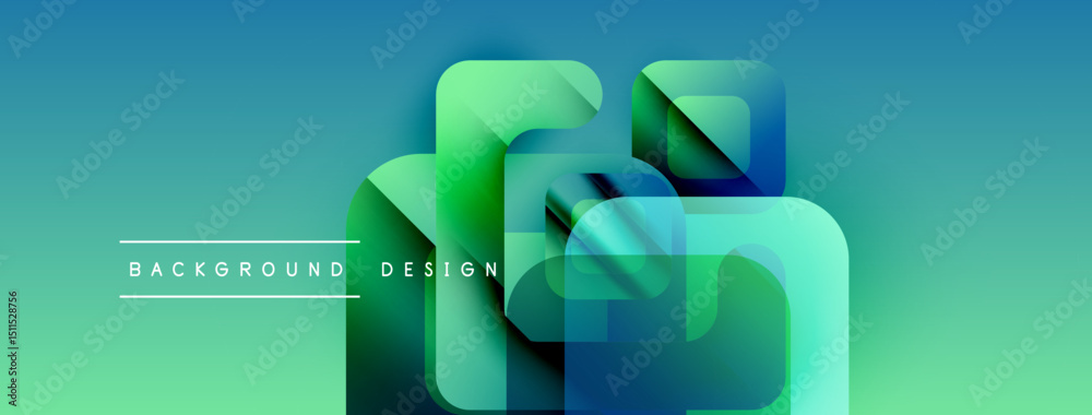 Poster abstract gradient background. overlapping squares create modern visual effect. text reads background