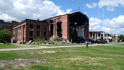 Devastation on University Campus: A Tragic Scene of Destruction