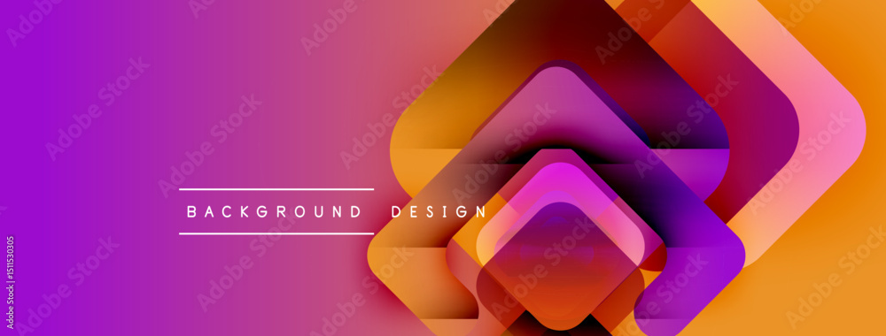 Aufkleber Abstract gradient layers create dynamic composition. Purple transitions to orange, forming modern background design. Shapes overlap, adding depth.