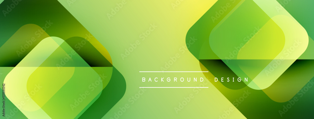 Aufkleber abstract geometric shapes overlap, creating vibrant green gradients. modern design suitable for back