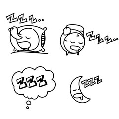 sleep time icon in doodle style collection related