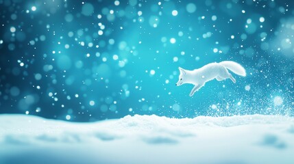 Carnivore Fox leaping into the snow to catch its next meal.