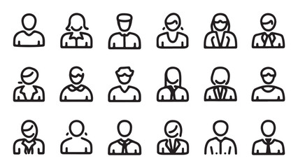 Business people vector icon set, office team communication symbols