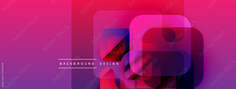 Leinwandbilder abstract geometric shapes overlap, creating vibrant purple, pink gradient. text reads background des