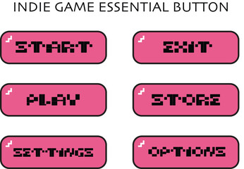 Indie Game Essential Button Pack Fullset for Game Developer, cute aesthetic pink, RPG game