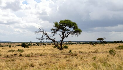 Obraz premium Haunted Kenyan Savannah with Tribal Spirits and Natural Horror Elements