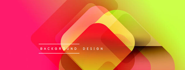 Fototapeta premium Abstract geometric layers create vibrant gradient background. Red, yellow, orange hues blend smoothly, modern design element.