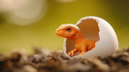 Dinosaur A baby dinosaur hatching from its egg.