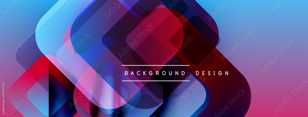 Aufkleber abstract geometric shapes overlap, creating vibrant blue, pink gradients. modern design suitable for