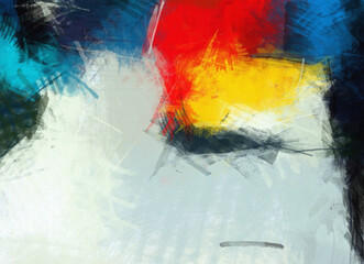 Abstract art brush strokes color blending template background, canvas texture applied.