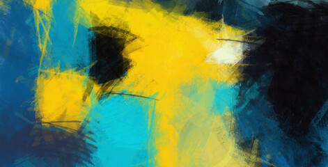 Abstract art brush strokes color blending template background, canvas texture applied.