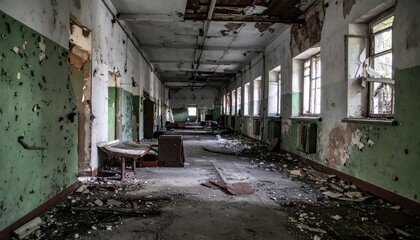Abandoned Haunted Gulag Interior Evoking Political Prisoner Horror