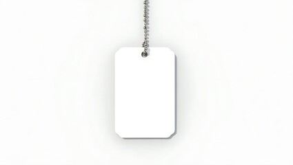 Blank white dog tag with ball chain isolated on white background studio shot
