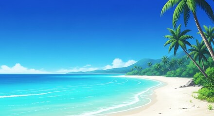 Fototapeta premium tropical beach with palm trees