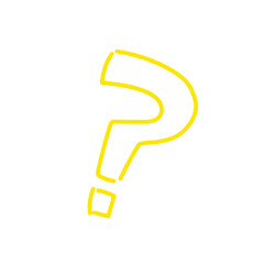 SNSやブログに使える、蛍光黄色の手描きクエスチョンマーク