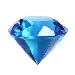 Sparkling Blue Diamond on White Background